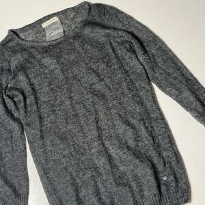 40 Weft Mohair Blend Sweater Size L Heather Gray Lightweight Round Neck Knit Top
